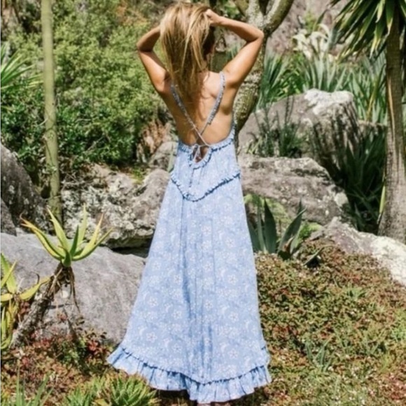 Spell Dresses & Skirts - Spell Celestial strappy Midi Dress Blue HTF sz L